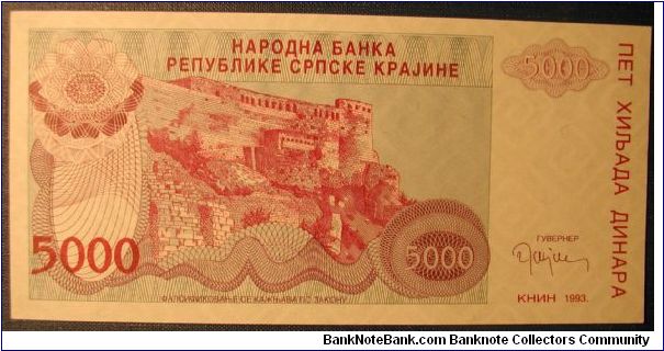 Croatia 5000 Dinara 1993 Banknote