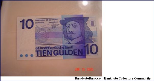 Netherlands P-91 10 Gulden 1968 Banknote