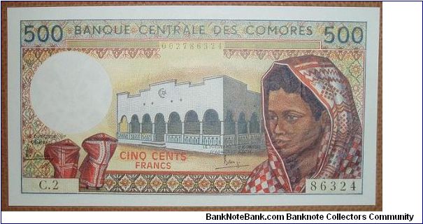 500 Francs, beautiful engraved printing. Banknote