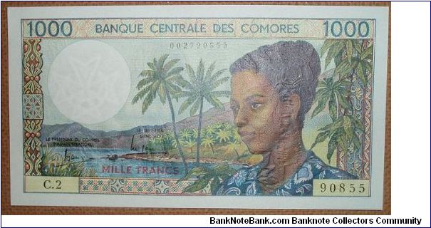 1000 Francs, engraved printing. Banknote