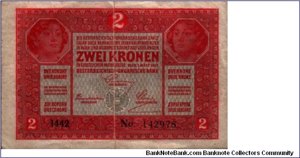 Austria - 2 Kronen - 1917 - P-50 - VF Banknote