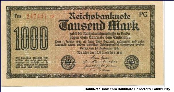 Cédula de 1.000 Mark - 15.09.1923 Banknote