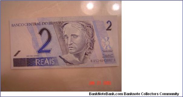 Brazil P-249 2 Reais 2001 Banknote