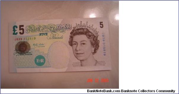 England P-391 5 Pounds 2002 Banknote