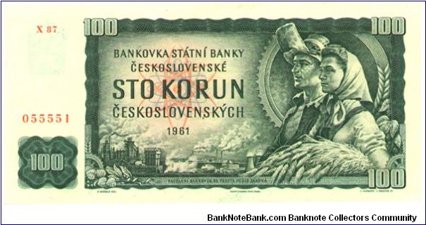 Czechoslovakia, 100 Korun, 1961, P-91b Banknote
