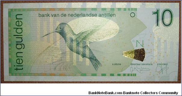 10 Gulden, hummingbird. Banknote