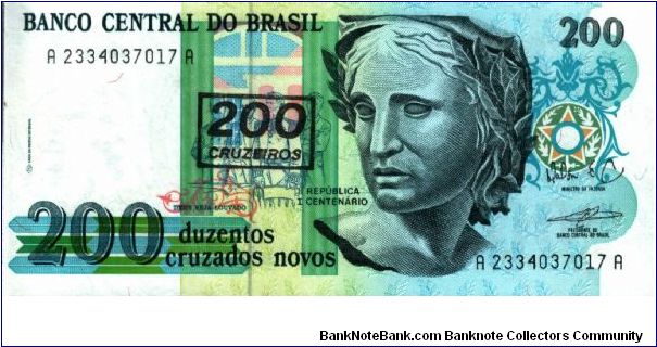 Brazil - 200 Cruzeiros - 1990 - P-225b Banknote