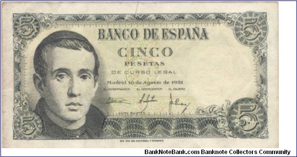 5 Pesetas Spain 1951 Banknote