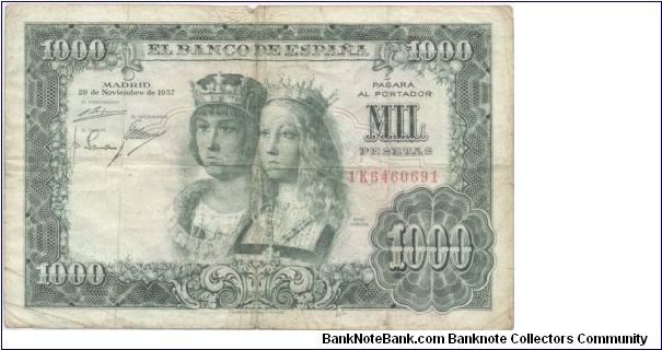 1000 Pesetas Spain 1957 Banknote