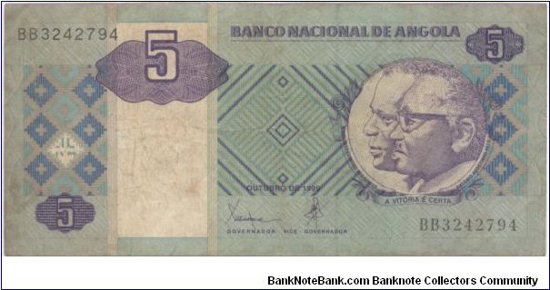 5 Kwanzas Angola 1999 Banknote