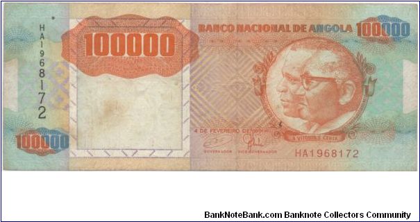 100000 Kwanzas Angola 1991 Banknote