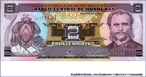 2 Lempiras * 1988 Banknote