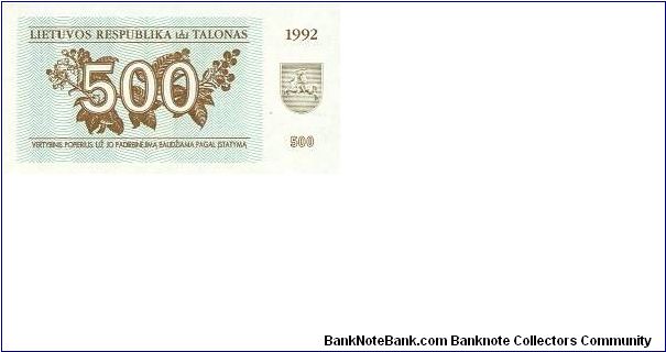 500 Talonu * 1992 * P-44 Banknote
