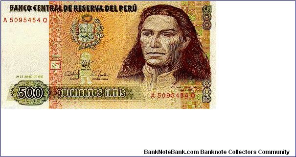 500 Intis * Jun 24, 1987 * P-134b Banknote