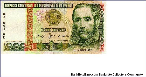 1.000 Intis * Jun 28, 1988 * P-136b Banknote