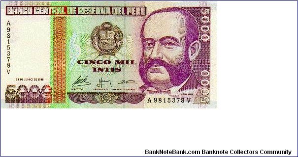 5.000 Intis * 1988 * P-137 Banknote