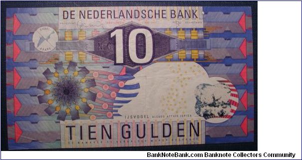 Netherlands 10 Gulden 1997 the shiny piece is missing. Banknote