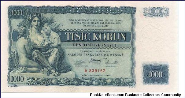 Czechoslovakia - 1000 Kc 1934

Author: Max Svabinsky Banknote
