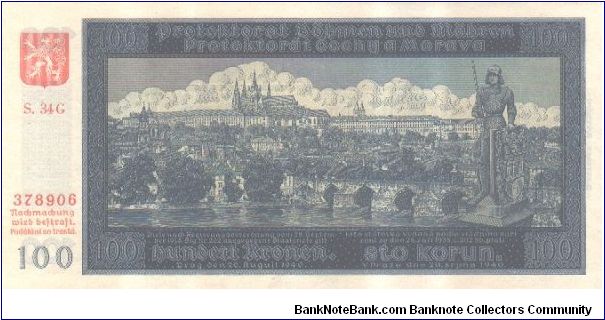 Protektorat Bohemia and Moravia - 100 k 1940  
2nd issue Banknote