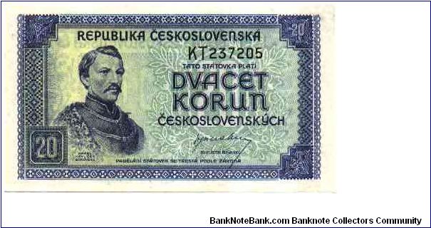 Czechoslovakia - 20 Kcs 1945
London issue Banknote