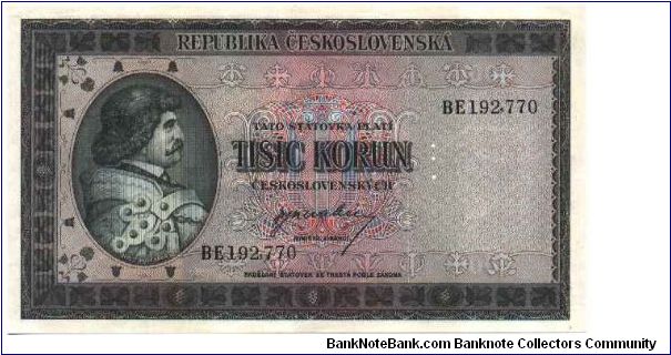 Czechoslovakia - 1000 Kcs 1945
London issue Banknote