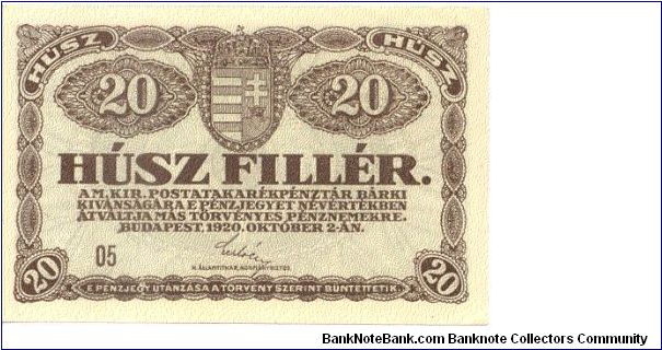 20 Fillér Banknote