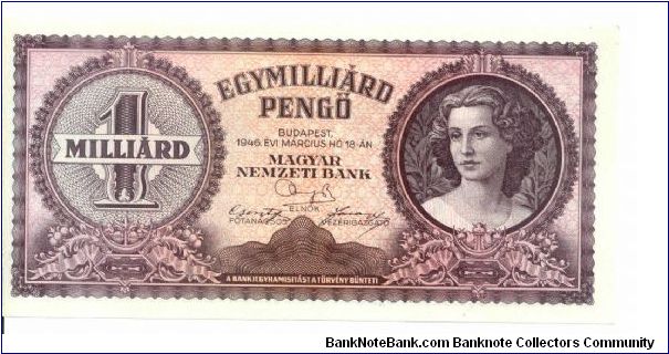 1.000.000.000 Pengö Banknote