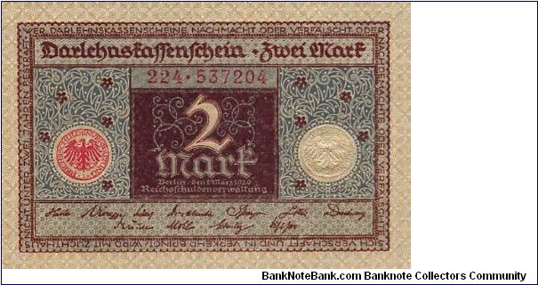 2 Mark
Darlehnskassenschein Banknote