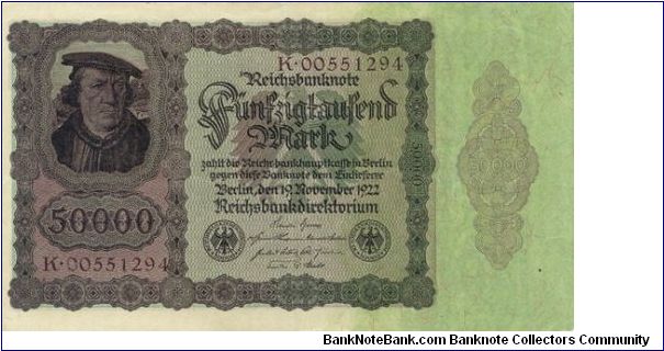 50.000 Mark
Reichsbankonote
Small Format Banknote