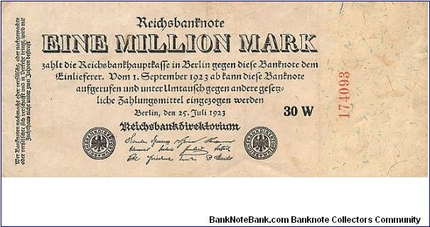 1.000.000 Mark
Reichsbanknote Banknote