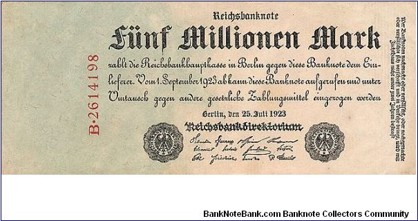 5.000.000 Mark
Reichsbanknote Banknote
