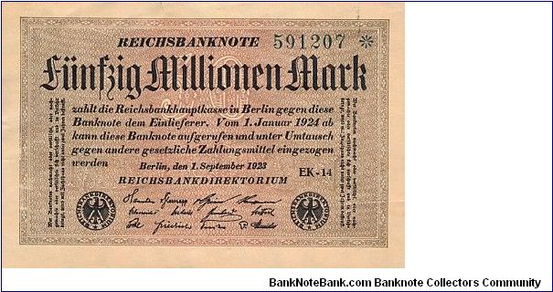 50.000.000 Mark
Reichsbanknote Banknote