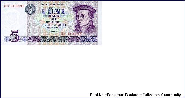 Germany Democratic Republic
5 Mark der DDR
Thomas Müntzer Banknote