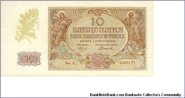 10 Zlotych
General Gouvernement - occupied Poland Banknote