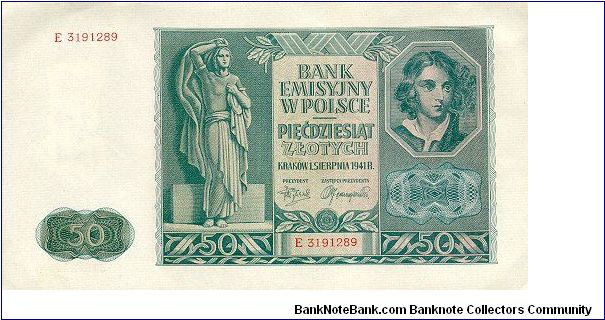 50 Zlotych
General Gouvernement - occupied Poland Banknote