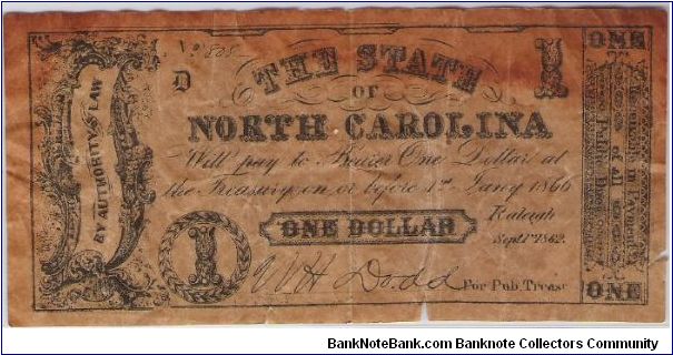 $1 State of North Carolina Banknote