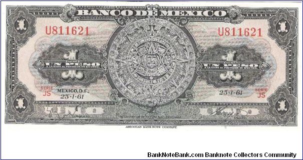 1961 mexico 1 peso crispy unc Banknote
