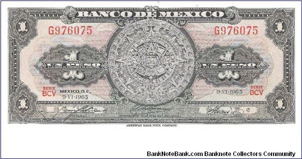 1965 mexico 1 peso Banknote