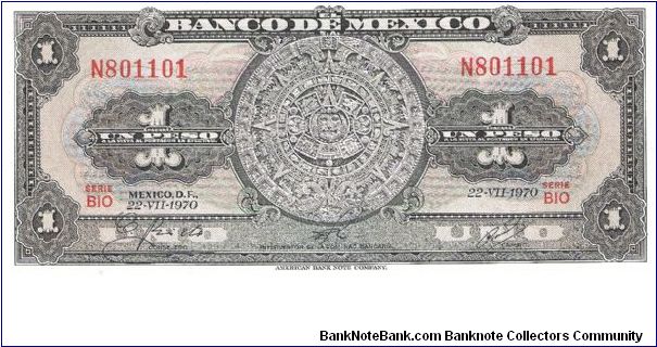 1970 mexico 1 peso unc Banknote