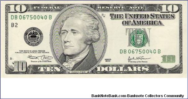 10 Dollars 2003 Banknote