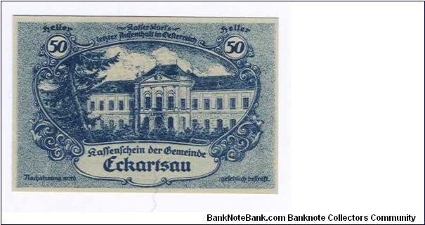 50 Heller Austrian Notgeld from the city of Eckartsau Banknote