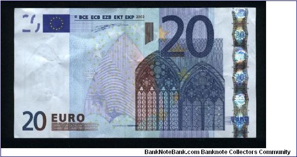 20 Euro.

Serial -P- prefix (Netherlands)

Gothic architecture on face and on back.

Pick #3p Banknote