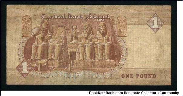 1 Pound.

Sultan Quayet Bey mosque at left center on face; archaic statues on back.

Pick #50b Banknote