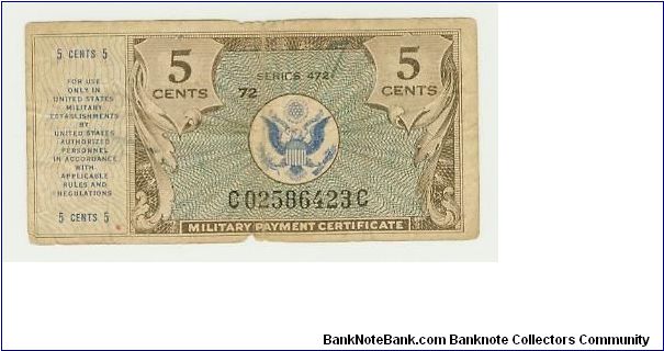 HELP WITH THE YEAR? WWII 5 CENT MPC SERIES 472. Banknote