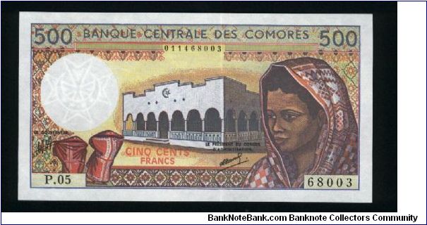 500 Francs.

Building at center, young women wearing a hood at right on face; two women at left, boat at right on back.

Pick #10b Banknote