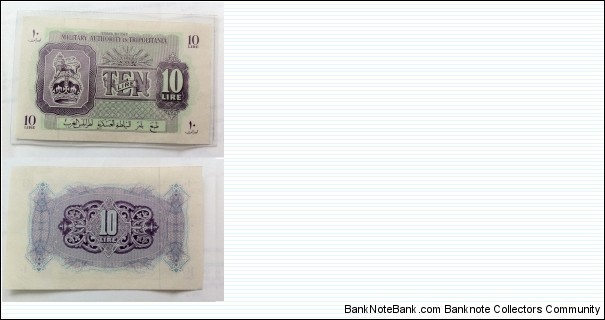 British Military Authority. 10 Lire Banknote