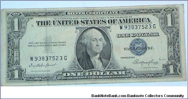 1 Dollar. Silver Certificate Banknote