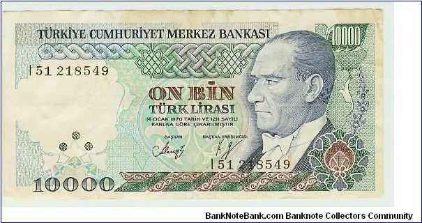 10,000 LIRASI. 1970? Banknote