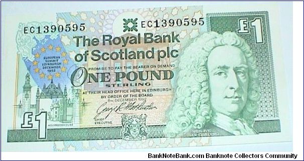 1 Pound.Royal Bank of Scotland. European Union Summit @ Edinburgh Commemorative Banknote