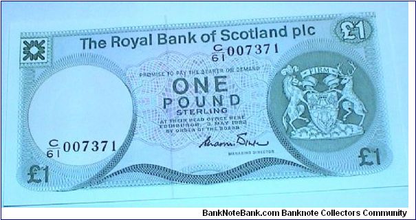 1 Pound. Royal Bank of Scotland. Edinburgh Castle. Replacement Note. P#341a. Banknote